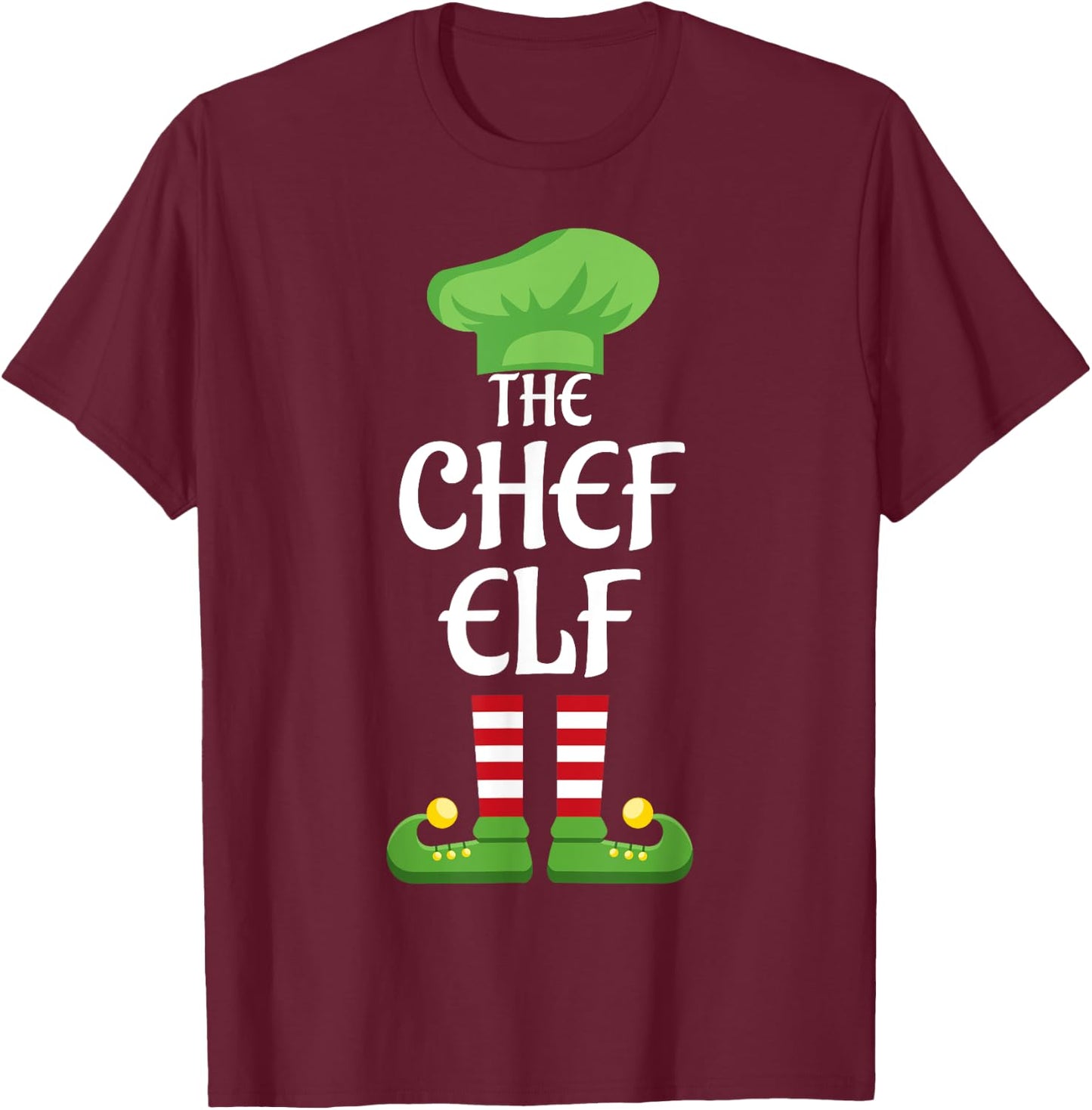 Chef Elf Family Matching Group Christmas T-Shirt - T-Shirt | Maroon