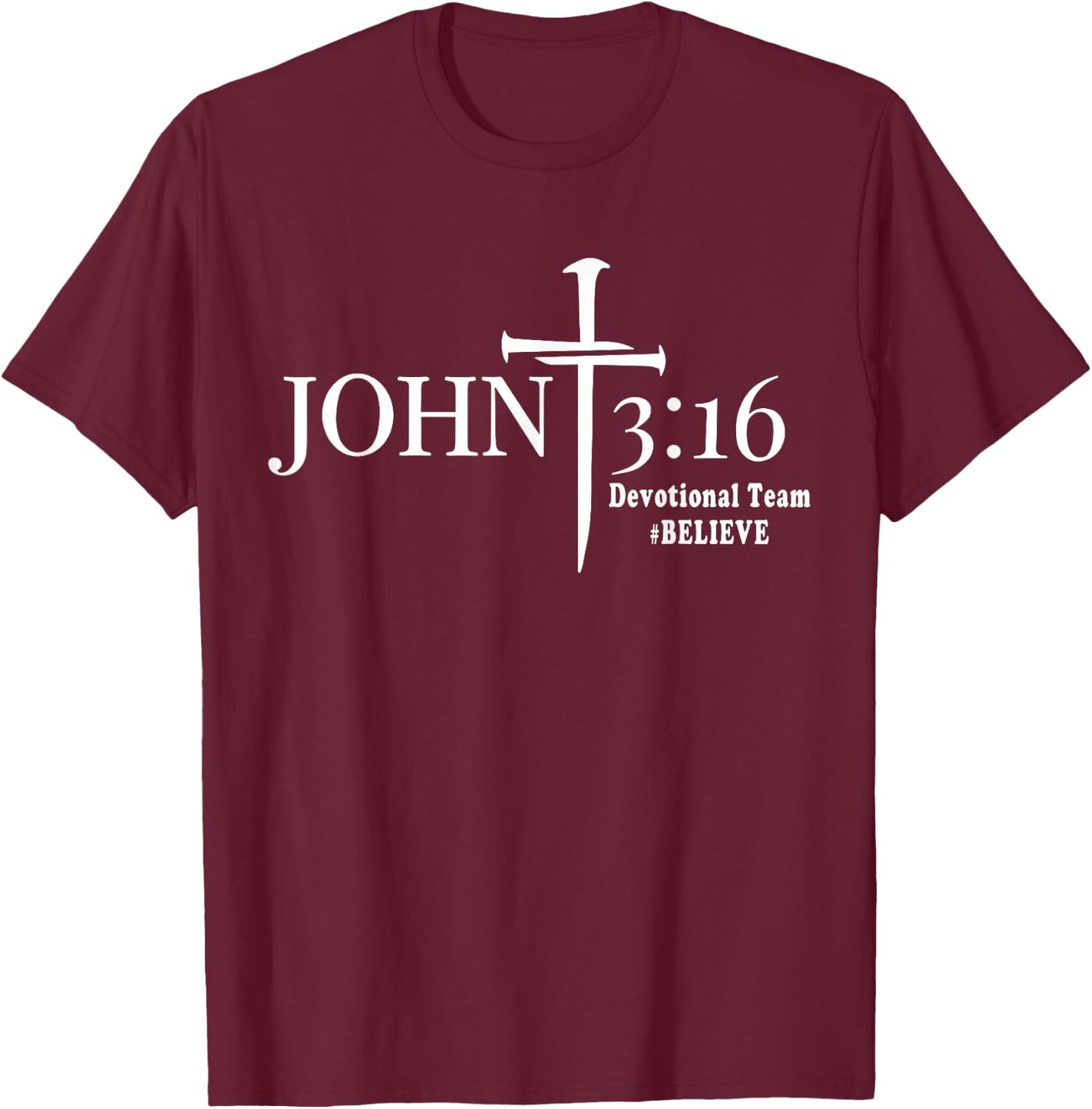 John 3 16 Devotional Team God Christian T-Shirt - T-Shirt | Maroon