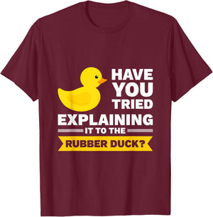 Programmer Rubber Duck Debugging T-Shirt - T-Shirt | Maroon