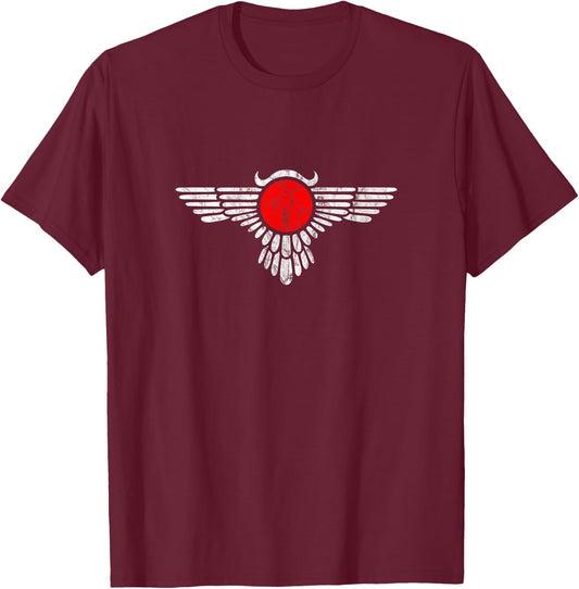 Winged Sun Disc Egypt Sun Ra Horus Eye Globe Wings Mythology T-Shirt - T-Shirt | Maroon
