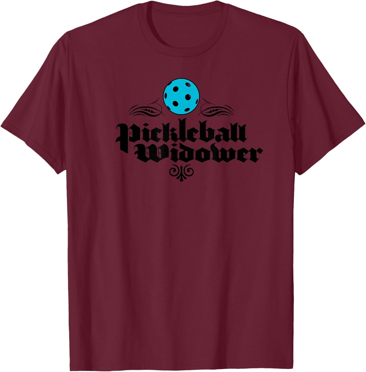 Pickleball Widower Funny Wife Husband Spouse Obsessed T-Shirt - T-Shirt | Maroon