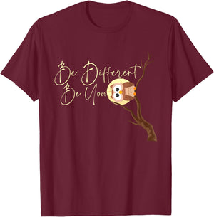 Be Different Be You - Owl Owlet Birds Lover Ornithologist T-Shirt - T-Shirt | Maroon