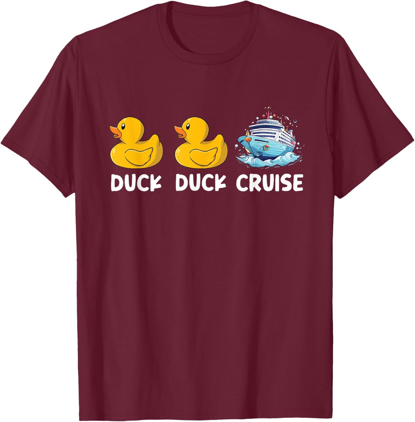 Duck Duck Cruise Family Matching Black Cotton Blend Classic Fit , -Adults & Kids, Short Sleeve, Pull On, 1 Count, Size Small T-Shirt - T-Shirt | Maroon