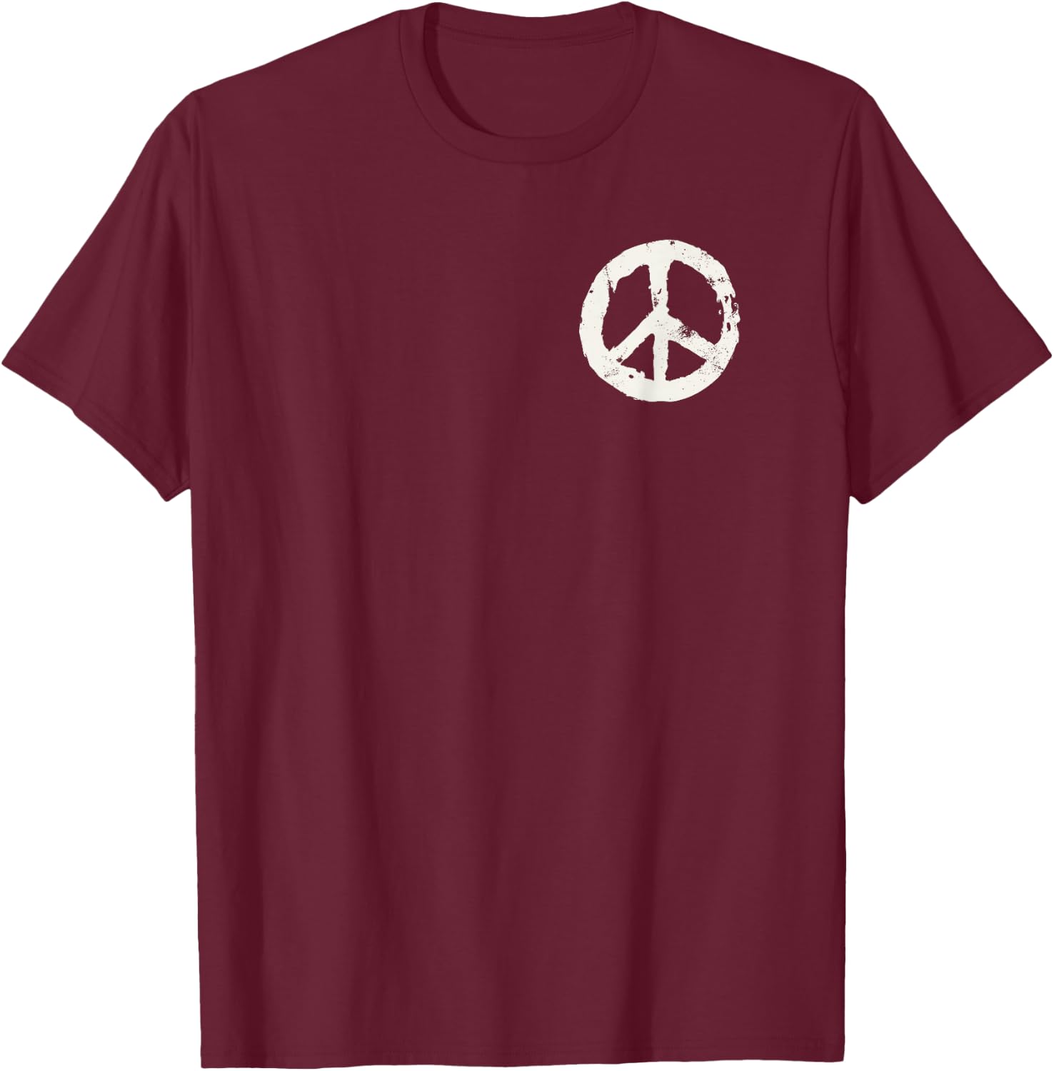 Hippie Hippie symbol print on pocket Gift T-Shirt - T-Shirt | Maroon