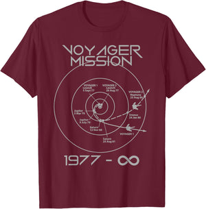 Space Voyager 1 2 Probes Outer Space Exploration Trajectory T-Shirt - T-Shirt | Maroon