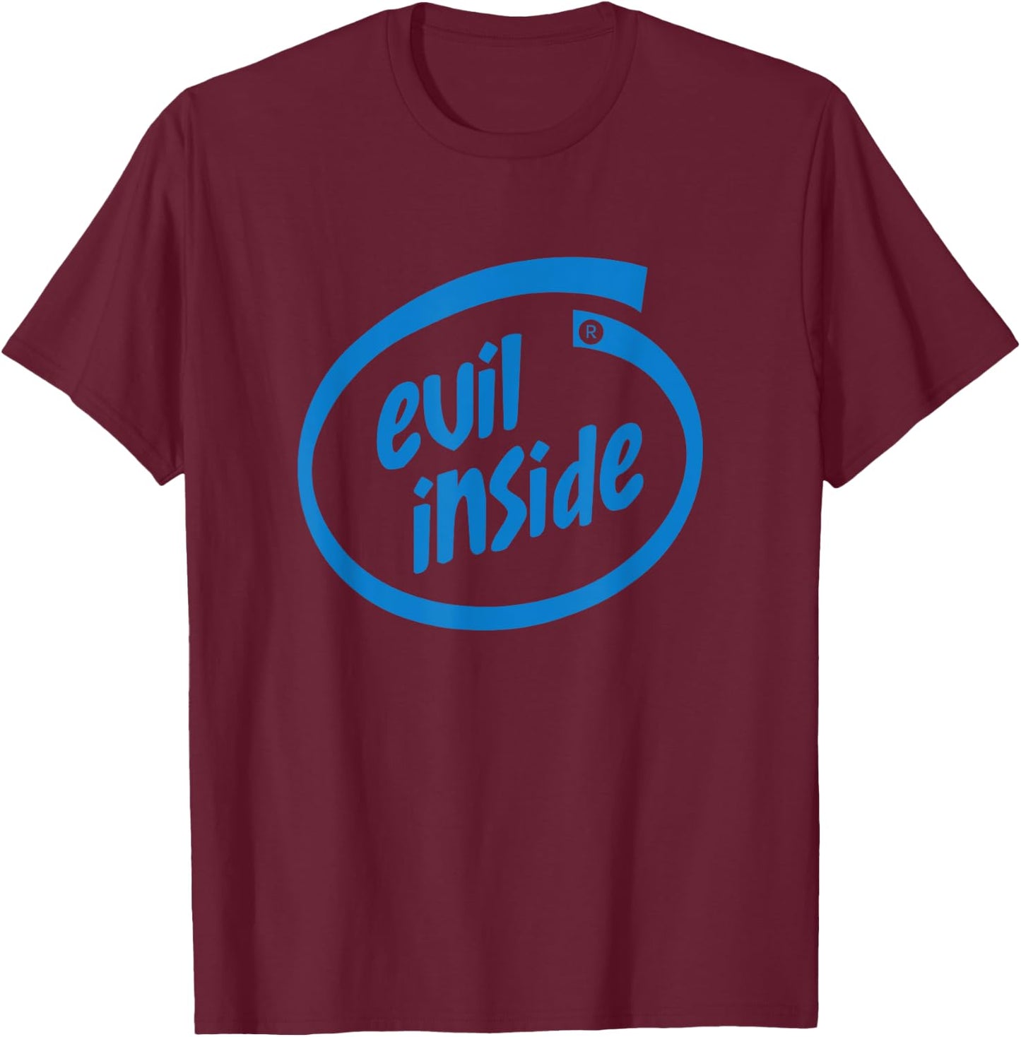 Evil Inside - Demonic Occult Themed Funny Tech T-Shirt - T-Shirt | Maroon