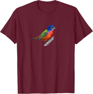Painted Bunting Shirt Bird Watcher Cardinal Canary Finch T-Shirt - T-Shirt | Maroon