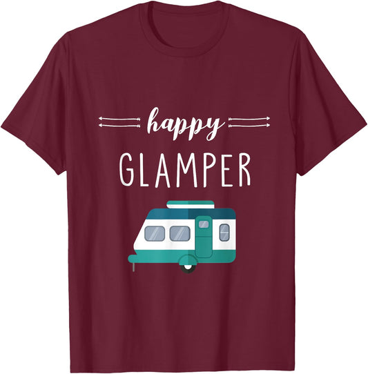 Happy Glamper - Outdoor Glamping Camping T-Shirt - T-Shirt | Maroon