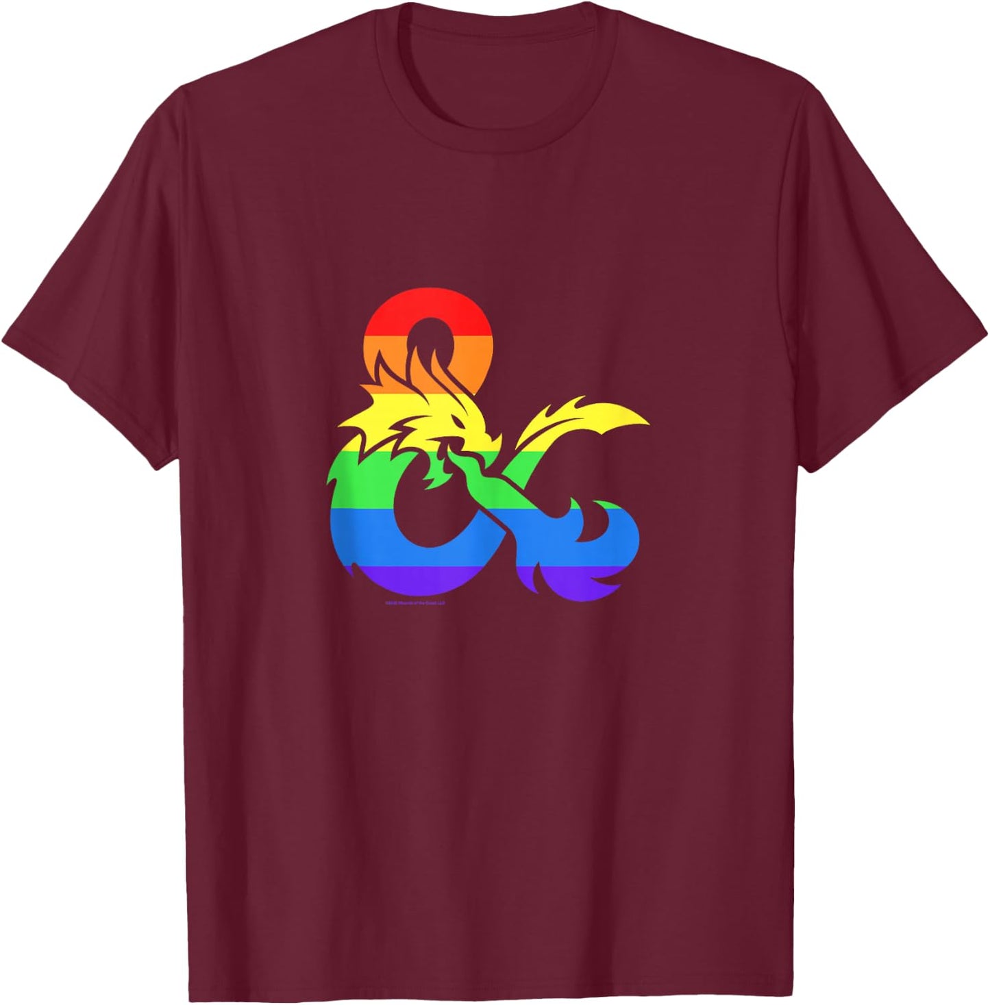 Dungeons & Dragons Rainbow Pride Flag Logo T-Shirt - T-Shirt | Maroon