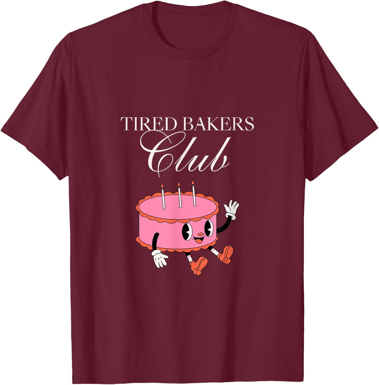 Tired Bakers Club Vintage Cake Retro Baking Funny T-Shirt - T-Shirt | Maroon