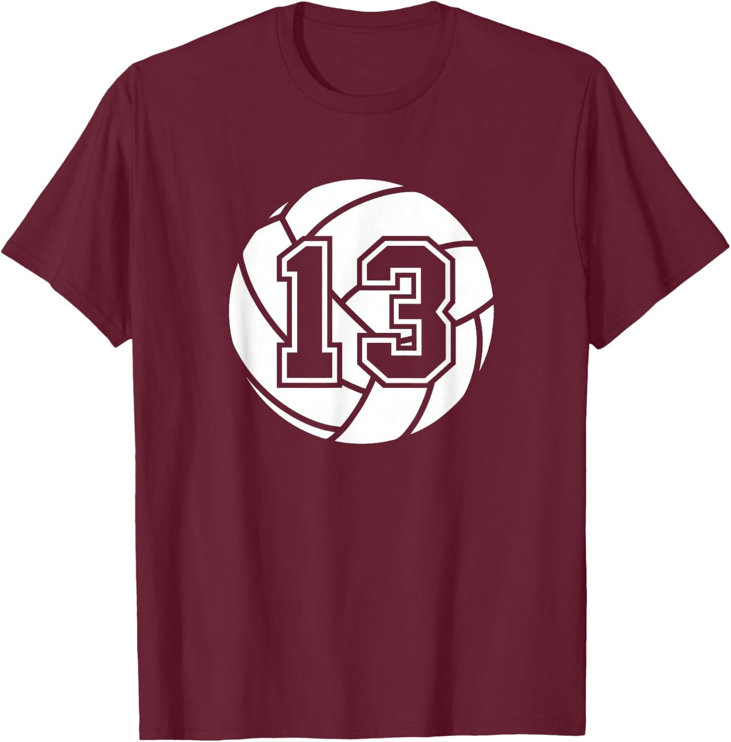 Volleyball Player #13 Volleyball Mom Dad Jersey Number 13 T-Shirt - T-Shirt | Maroon