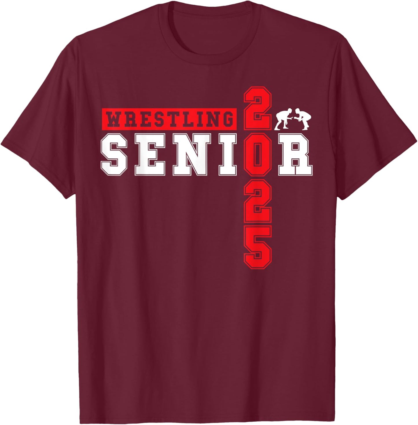 Wrestling Senior Night Wrestling Senior 2025 Graduation 9 T-Shirt - T-Shirt | Maroon