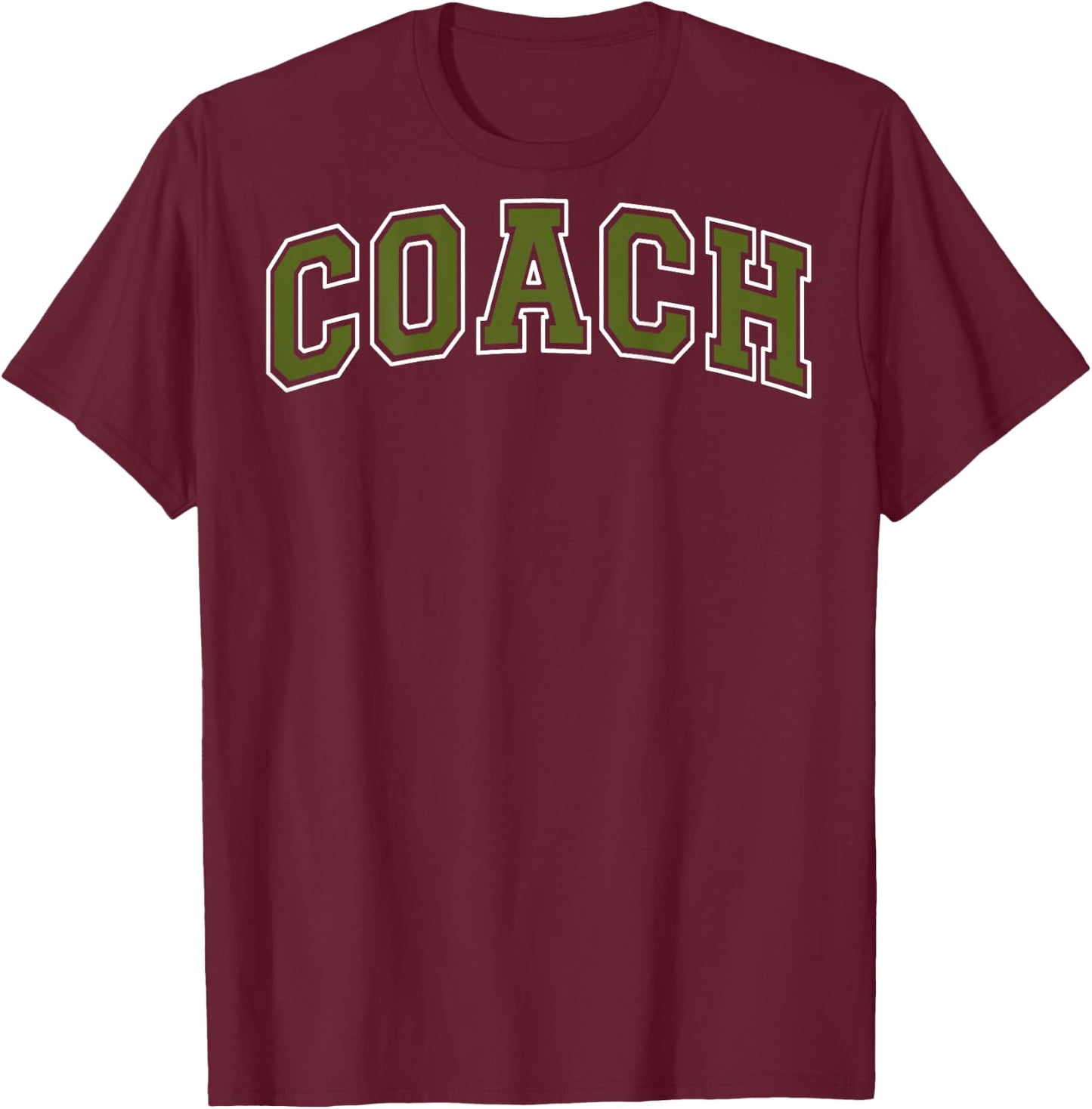 Coach Sports Trainer Vintage Olive Green on the back T-Shirt - T-Shirt | Maroon