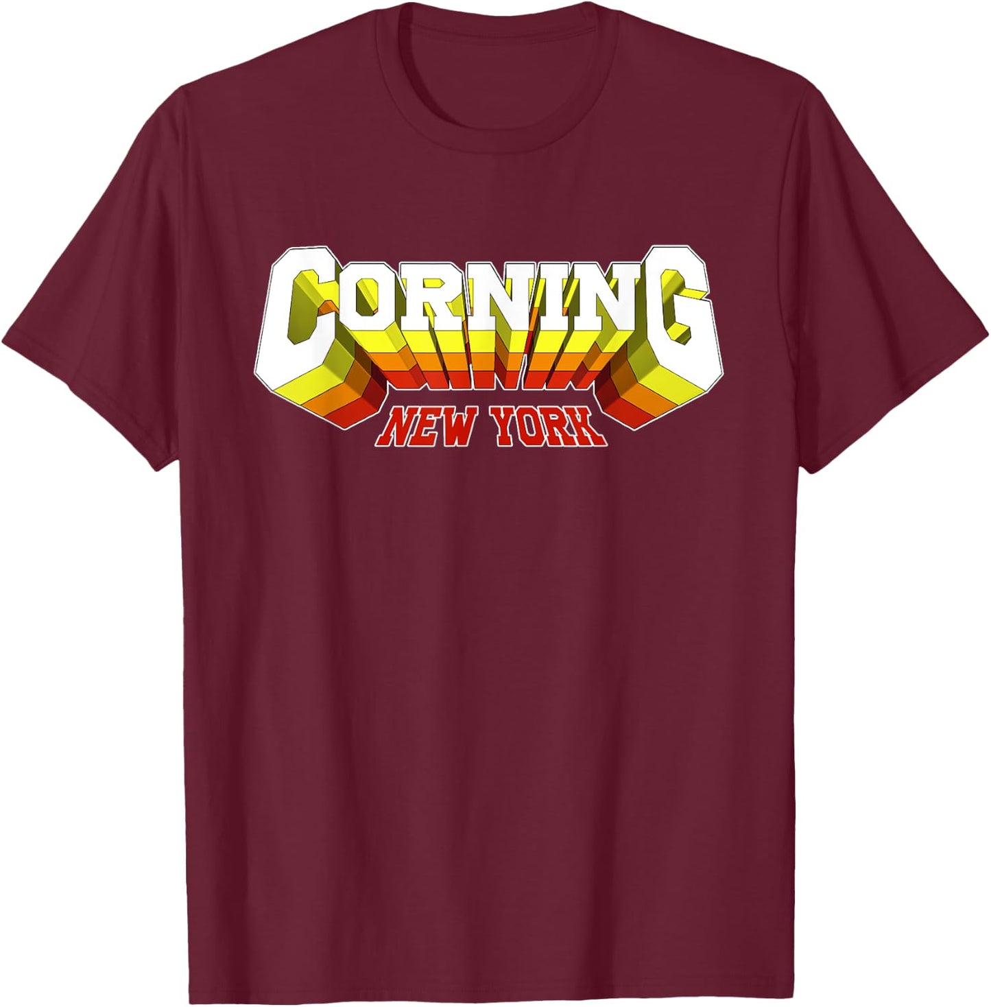 Retro Corning City NY New York T-Shirt - T-Shirt | Maroon