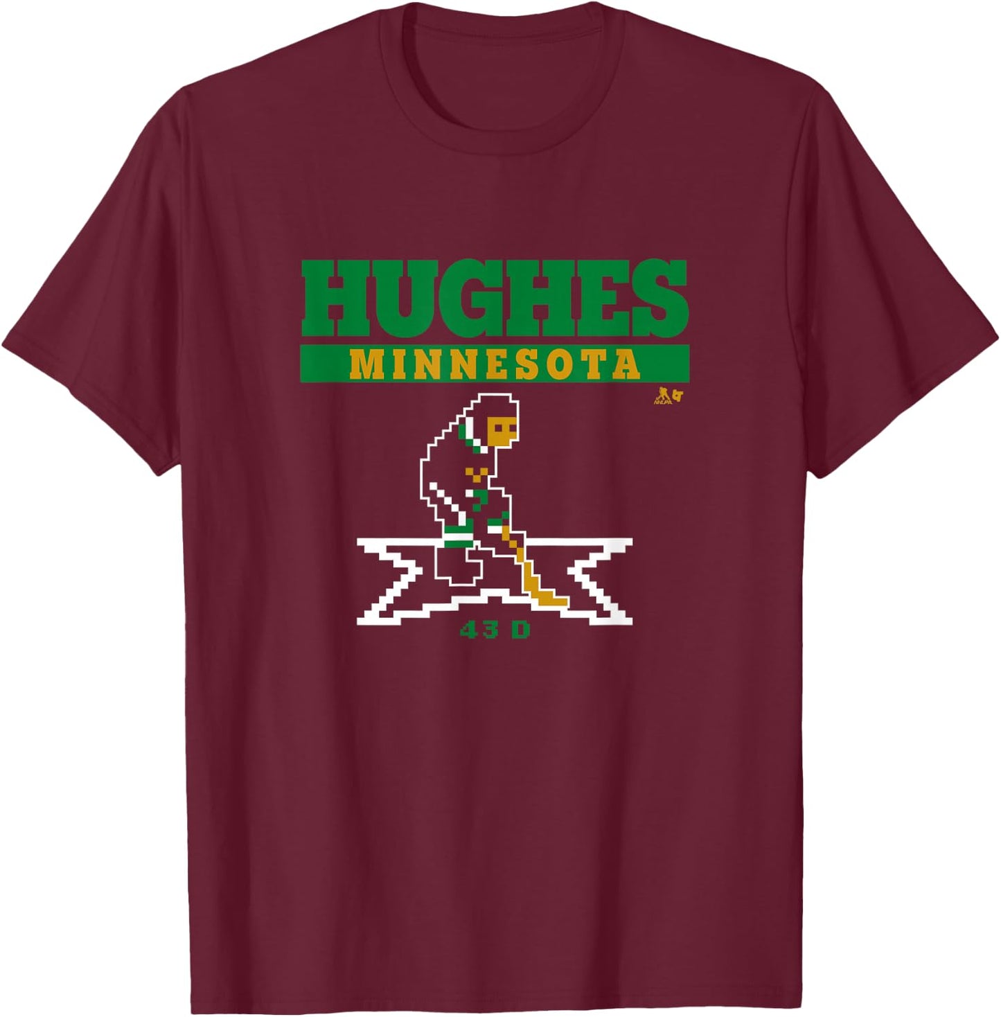 Quinn Hughes - Retro Hockey - Minnesota Hockey T-Shirt - T-Shirt | Maroon