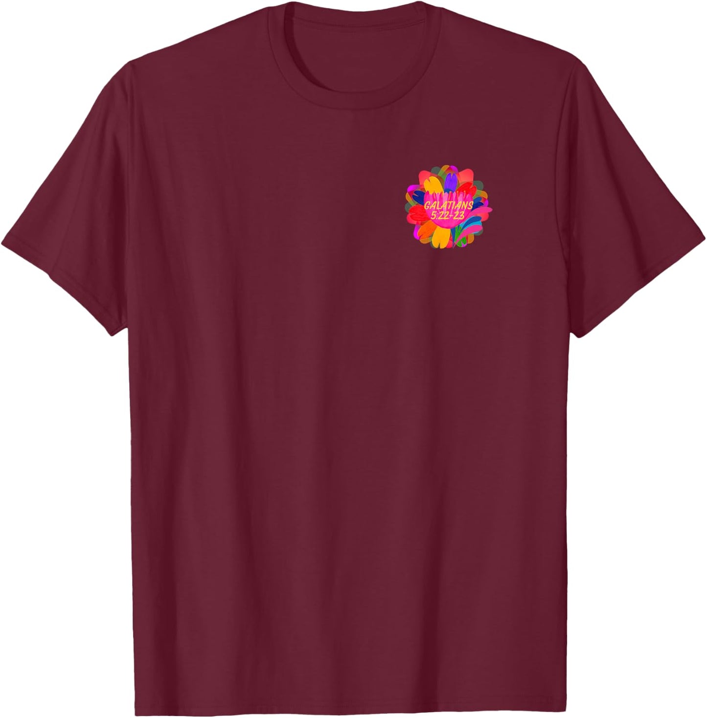 God's Fruit of The Spirit Galatians 5 22 Design on Back Gift T-Shirt - T-Shirt | Maroon