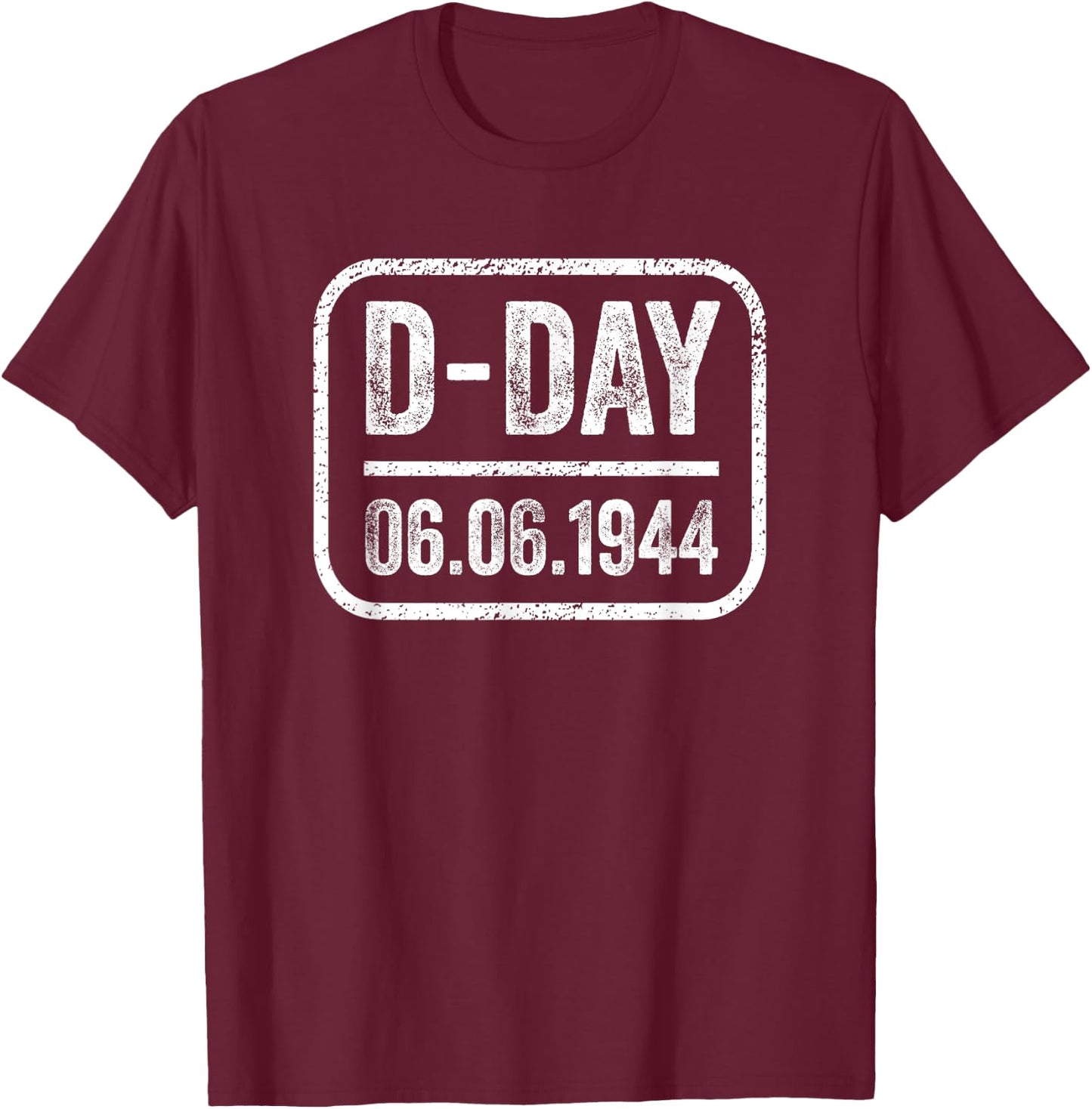 D-Day Normandy Commemorative WWII Stamp T-Shirt - T-Shirt | Maroon
