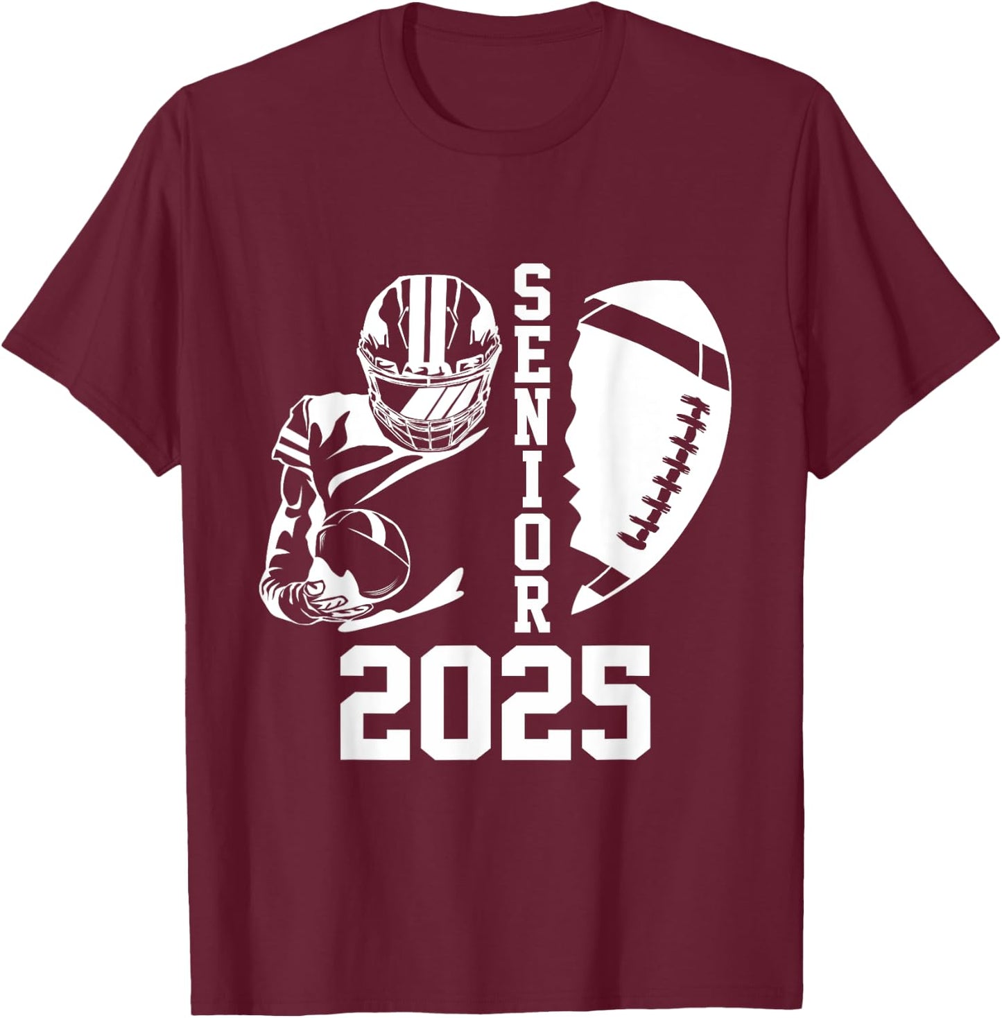 Graduate Senior Class of 2025 Graduation American Football T-Shirt - T-Shirt | Maroon