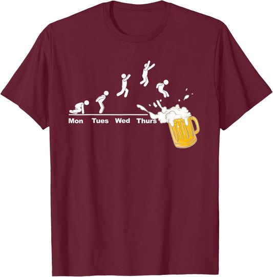 Jumping into Beer Evolution T-Shirt - T-Shirt | Maroon
