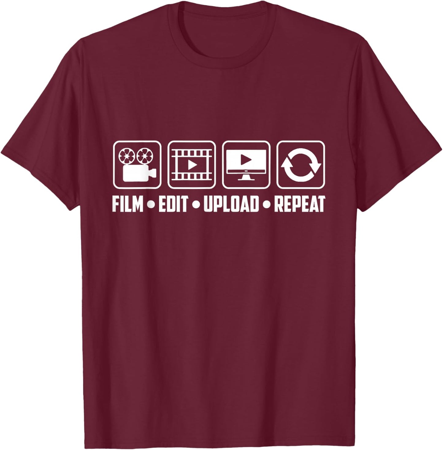 Video Editing Production Filmmaking Repetition T-Shirt - T-Shirt | Maroon