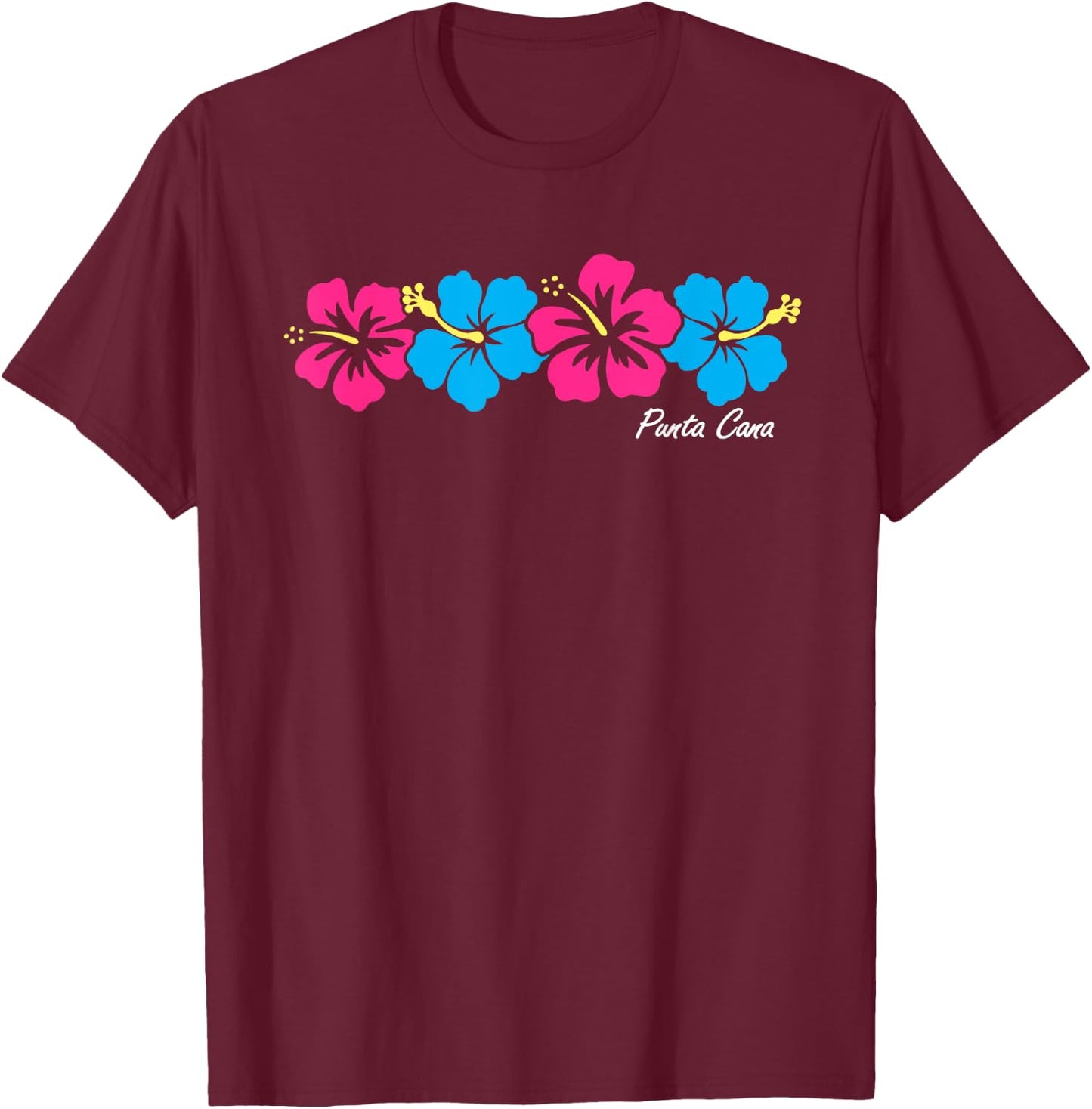 Punta Cana Hibiscus Flower Boys Girls Vacation Souvenir T-Shirt - T-Shirt | Maroon