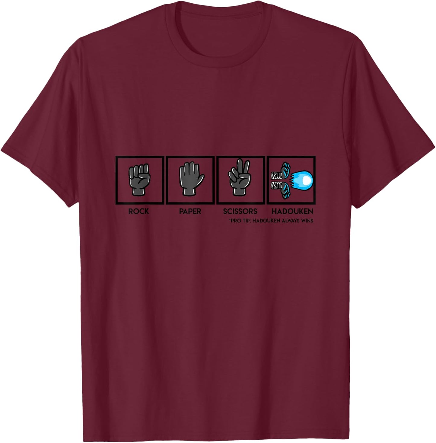 Rock Paper Scissors Hadoukenn Funny Video Gamer Geek Gift T-Shirt - T-Shirt | Maroon