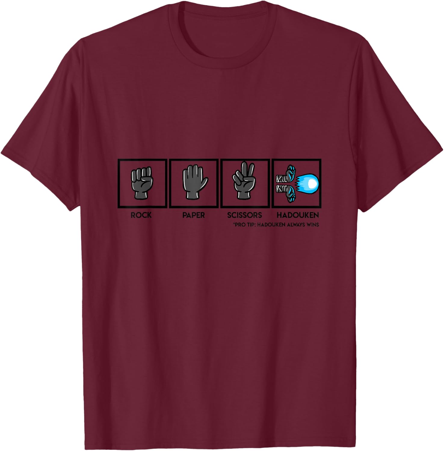 Rock Paper Scissors Hadoukenn Funny Video Gamer Geek Gift T-Shirt - T-Shirt | Maroon