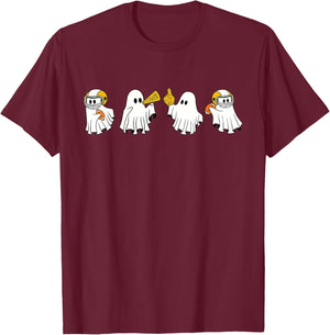 Football Ghost Sport Cheer Leader Spooky Season Halloween T-Shirt - T-Shirt | Maroon