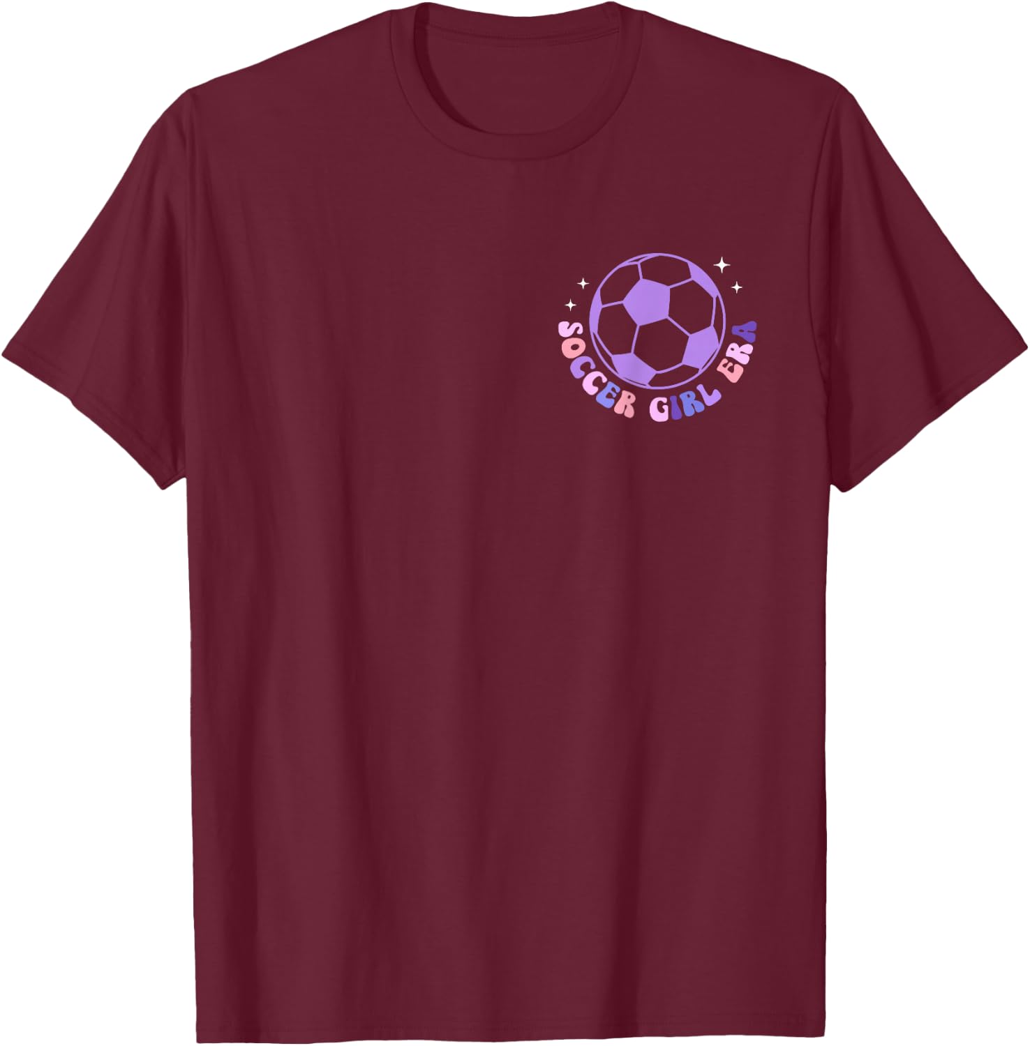 In My Soccer Girl Era Retro Groovy Soccer Girl 2 Sided T-Shirt - T-Shirt | Maroon
