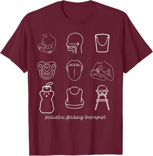 Retro Pediatrics Feeding Therapist Speech Pathologist SLP T-Shirt - T-Shirt | Maroon