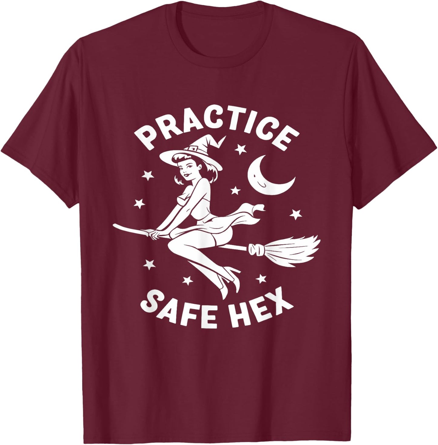 Practice Safe Hex Occult Educational Witch Parents Halloween T-Shirt - T-Shirt | Maroon