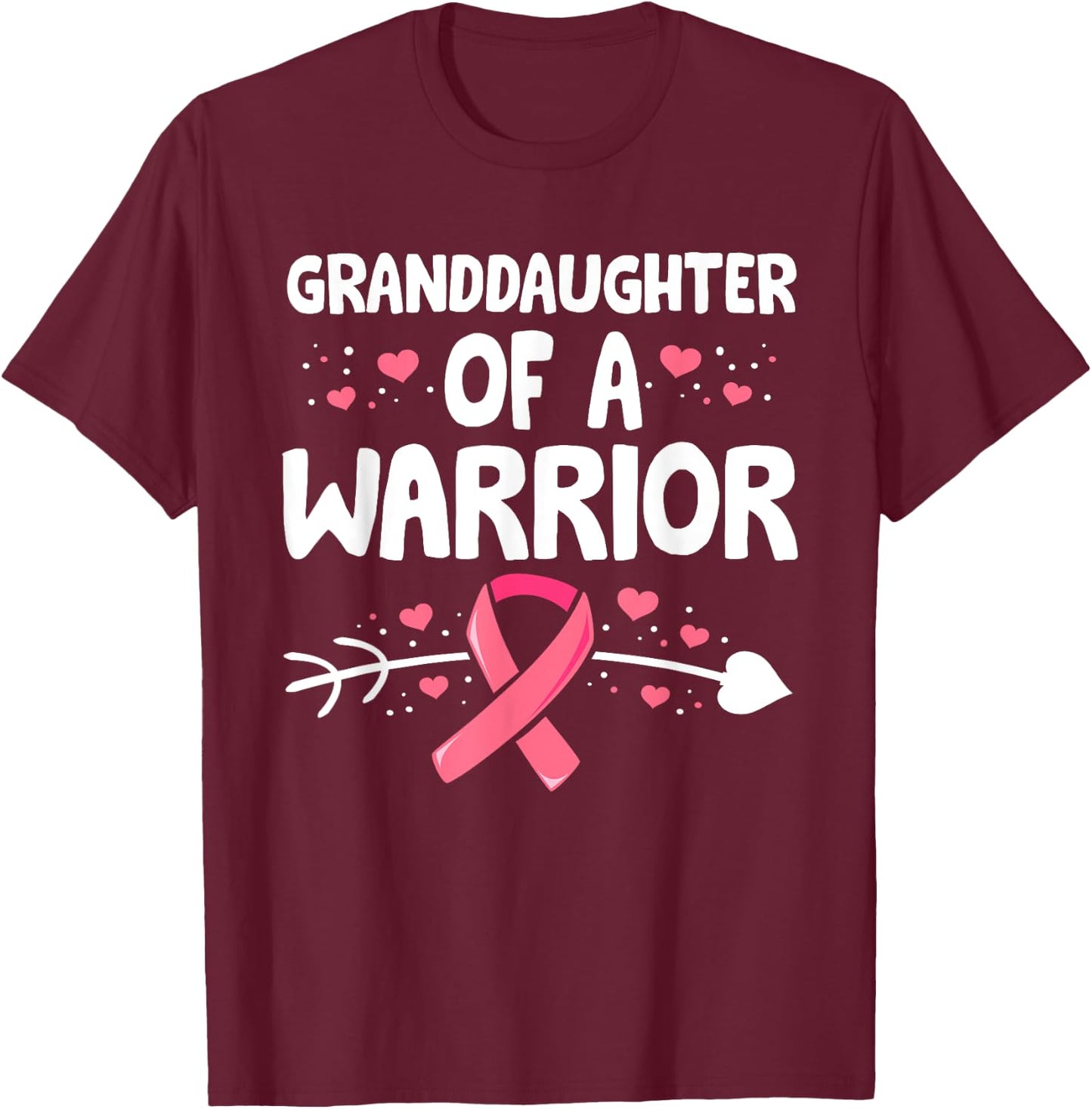 Breast Cancer GrandDaughter Of A Warrior Pink Ribbon Grandma T-Shirt - T-Shirt | Maroon