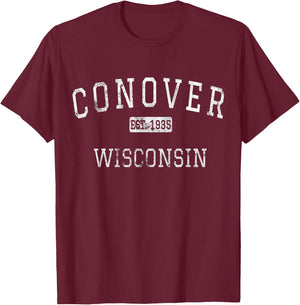 Conover Wisconsin WI Vintage T-Shirt - T-Shirt | Maroon