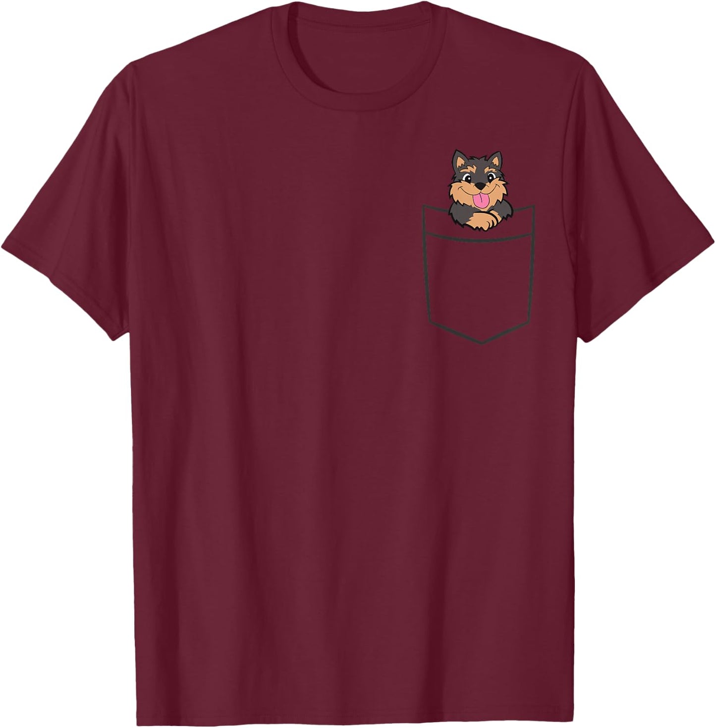 Yorkie In The Pocket Cute Yorkshire Terrier T-Shirt - T-Shirt | Maroon