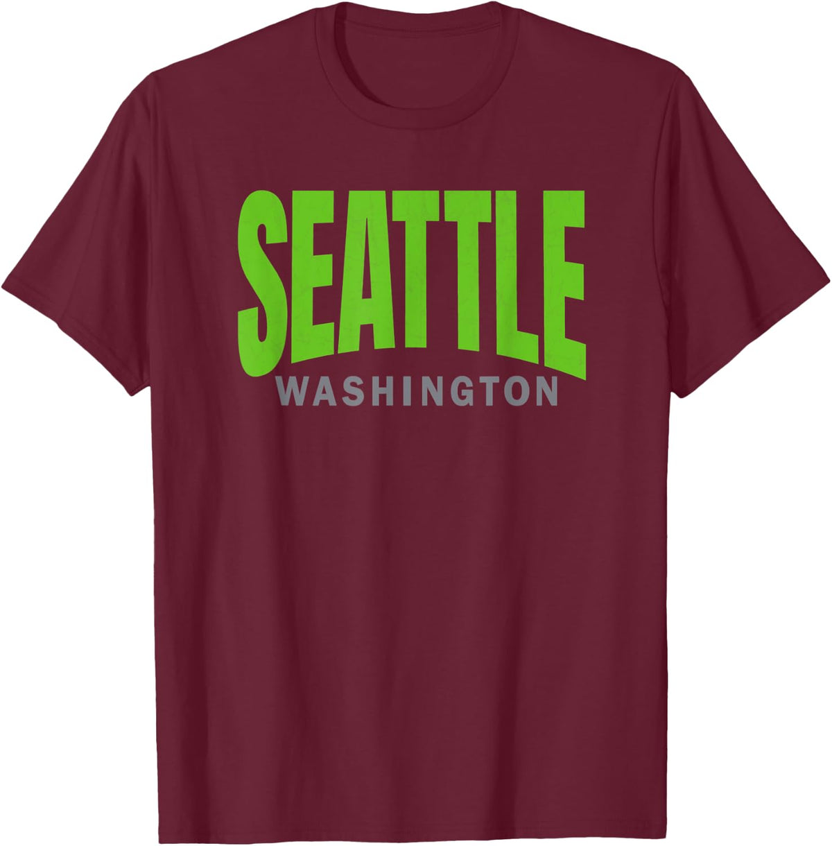 Bright-Green Seattle Arc Cuved Seattle Lime-Green Classic T-Shirt - T-Shirt | Maroon