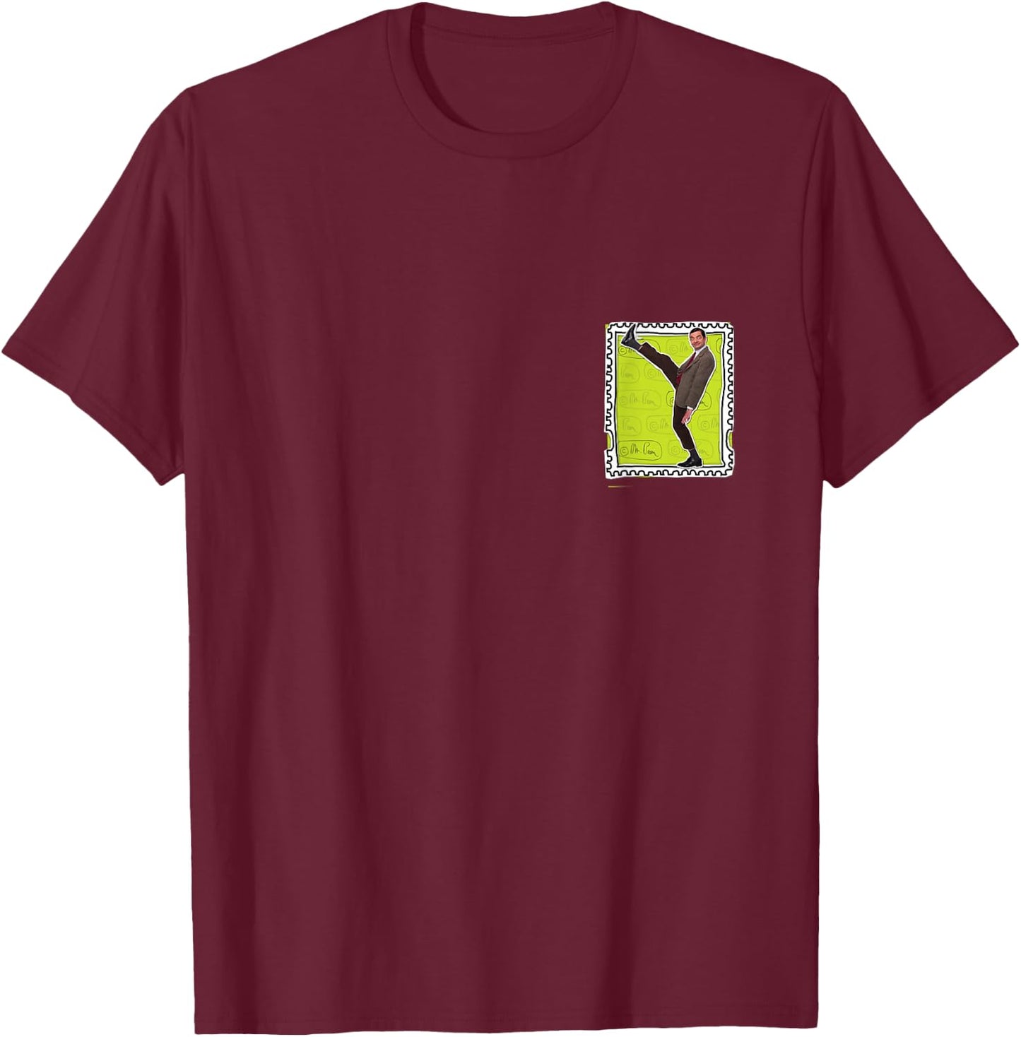 Mr Bean Pocket T-Shirt - T-Shirt | Maroon