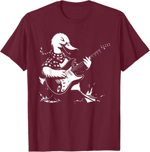 Duck Playing Bass Guitar Shirt Animal Playing Guitar T-Shirt - T-Shirt | Maroon