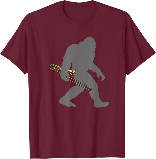 Funny Trombonist Bigfoot musician with Trombone T-Shirt - T-Shirt | Maroon