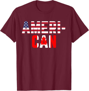 American Canadian Flag America Canada Patriotic T-Shirt - T-Shirt | Maroon