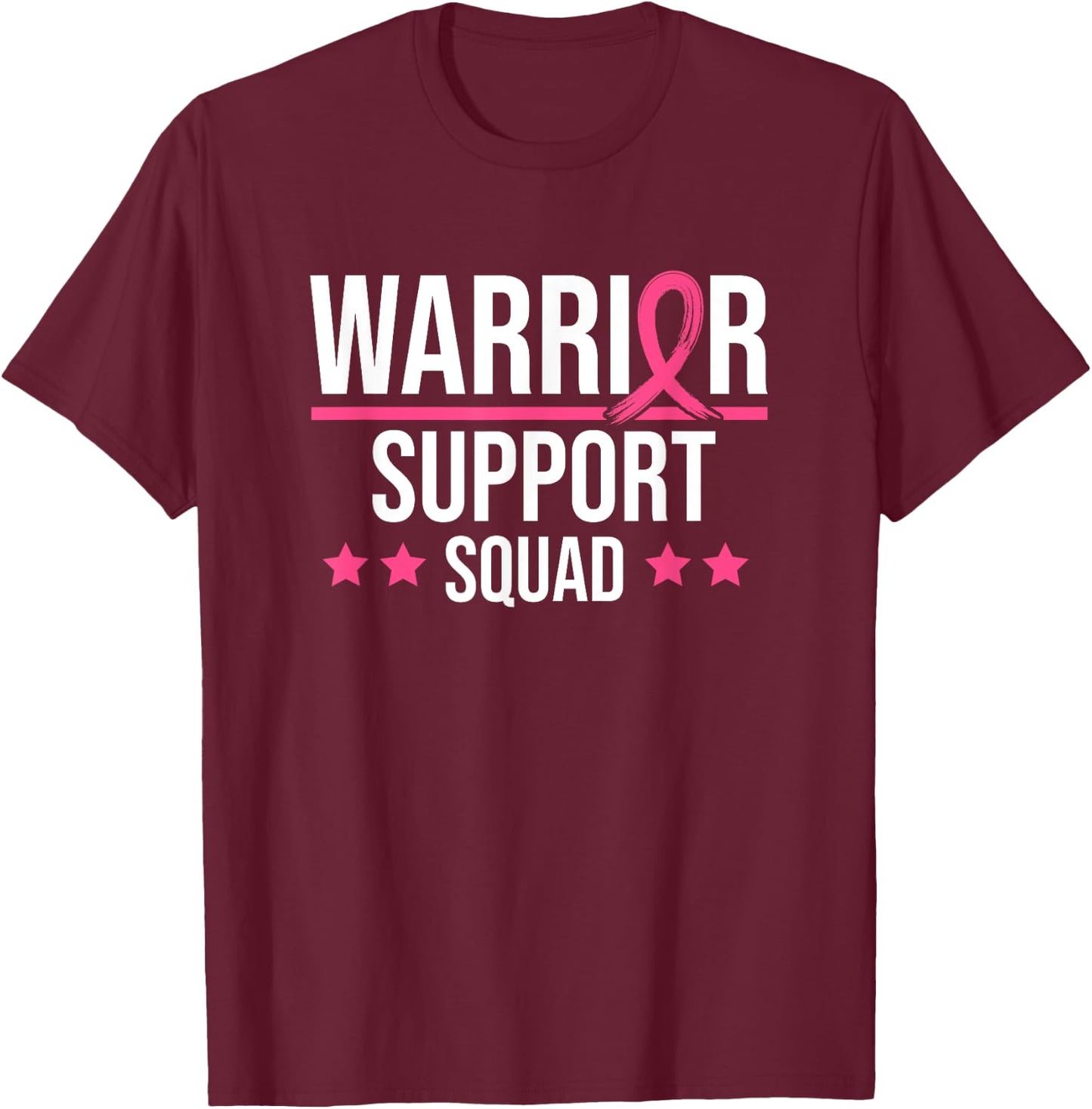Breast Cancer Support Squad Pink Ribbon T-Shirt - T-Shirt | Maroon