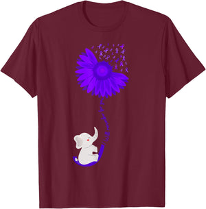 Elephant I Will Remember For You purple Sunflower Alzheimer T-Shirt - T-Shirt | Maroon