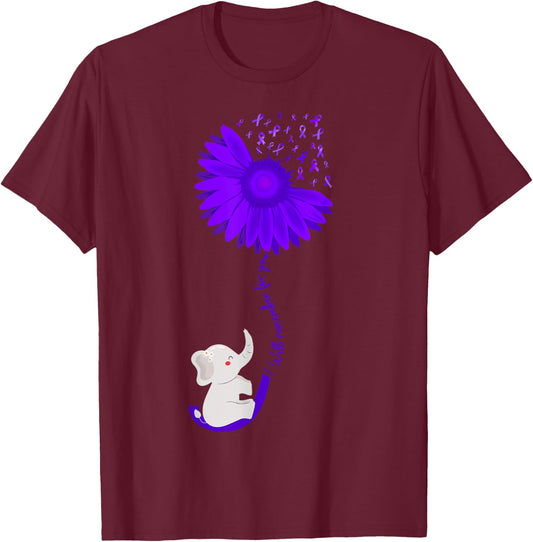 Elephant I Will Remember For You purple Sunflower Alzheimer T-Shirt - T-Shirt | Maroon