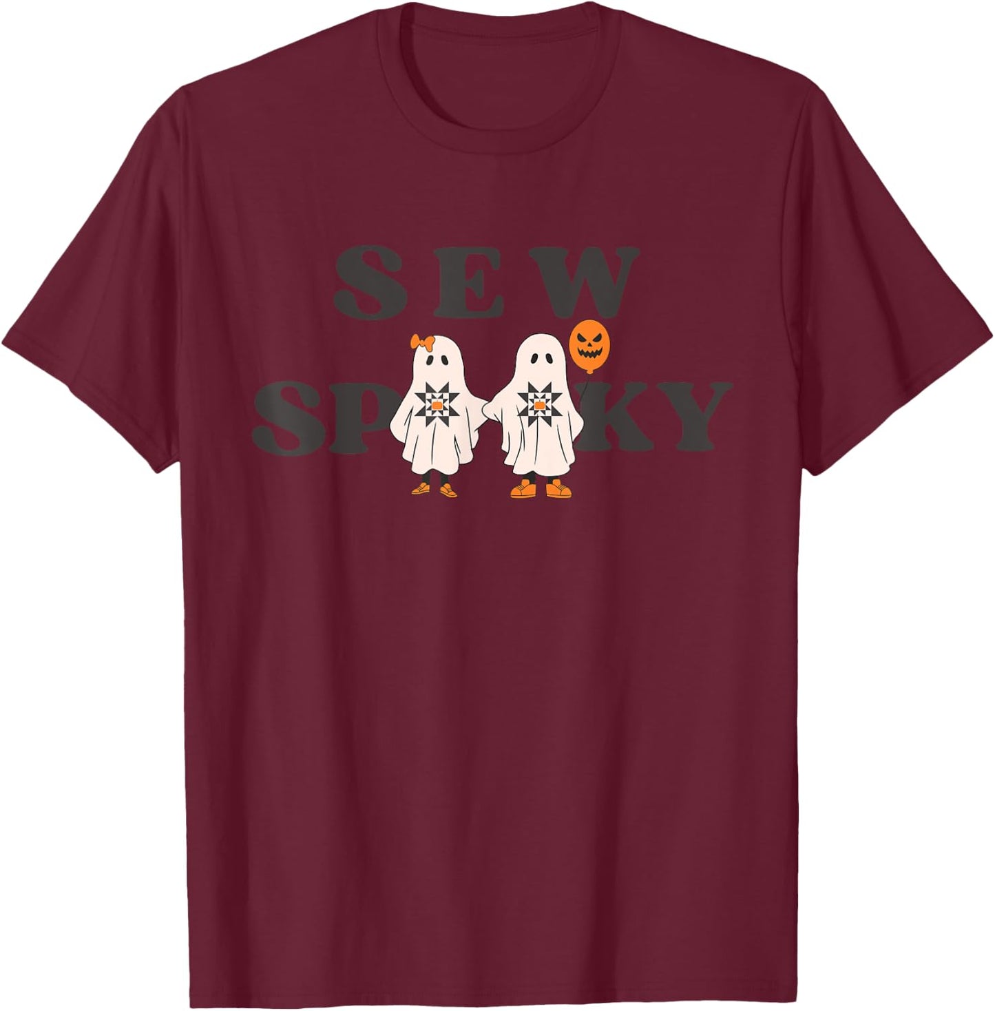 Sew Spooky Halloween Sewing Sew Spooky Ghost Quilt T-Shirt - T-Shirt | Maroon