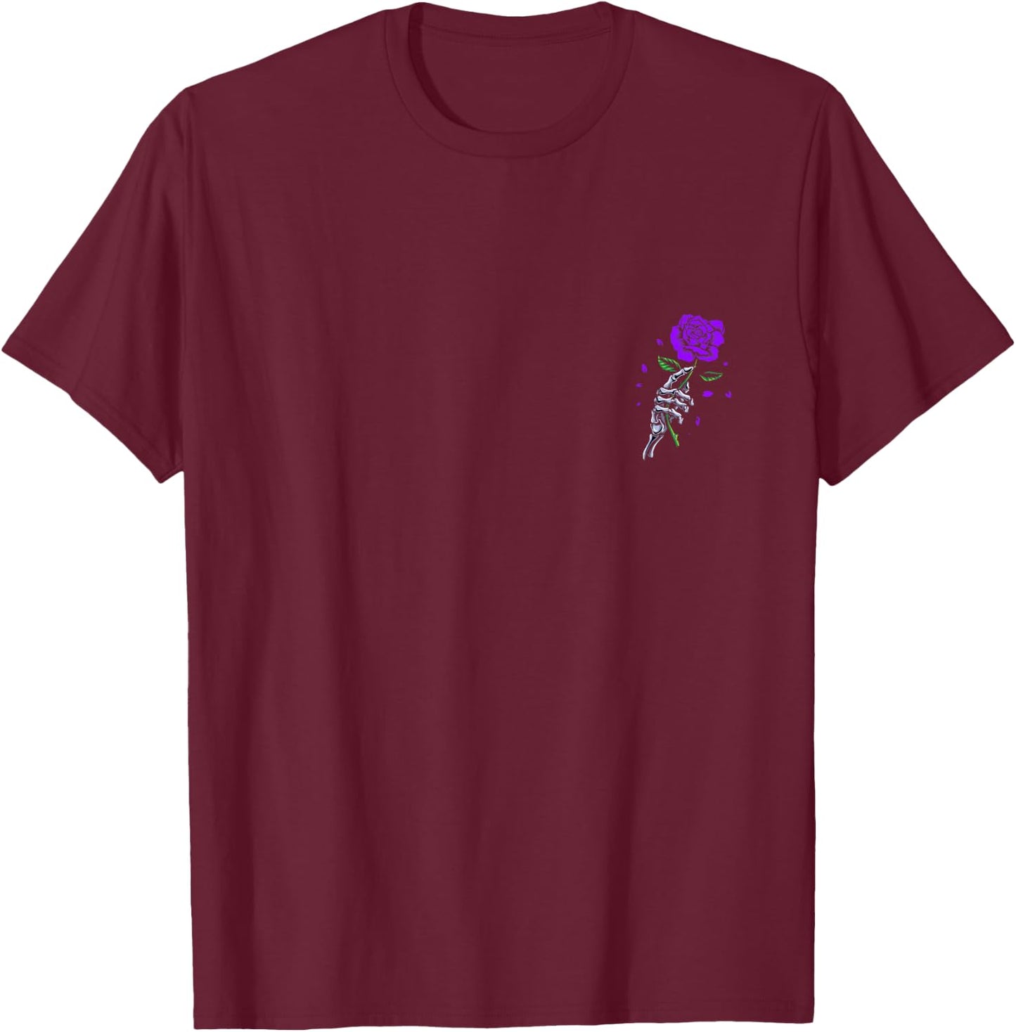 Purple Skeletal Last Rose Purple Color Graphic T-Shirt - T-Shirt | Maroon