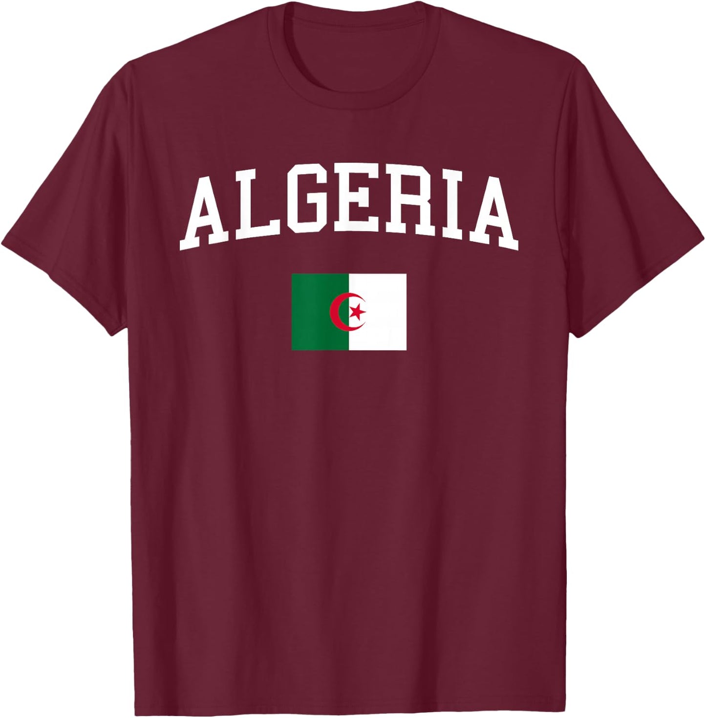 Algerian Flag Men Women Kids Algeria T-Shirt - T-Shirt | Maroon