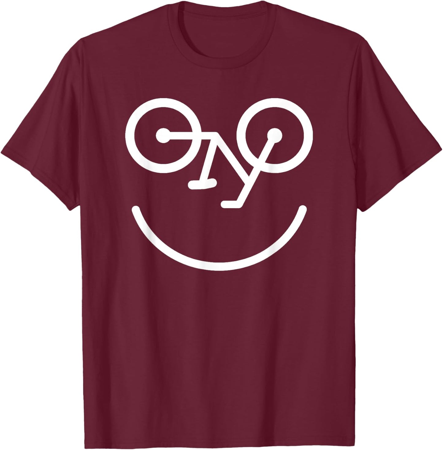 Funny Bicycle Face - Smile Glasses Reversed Smiling Bike T-Shirt - T-Shirt | Maroon