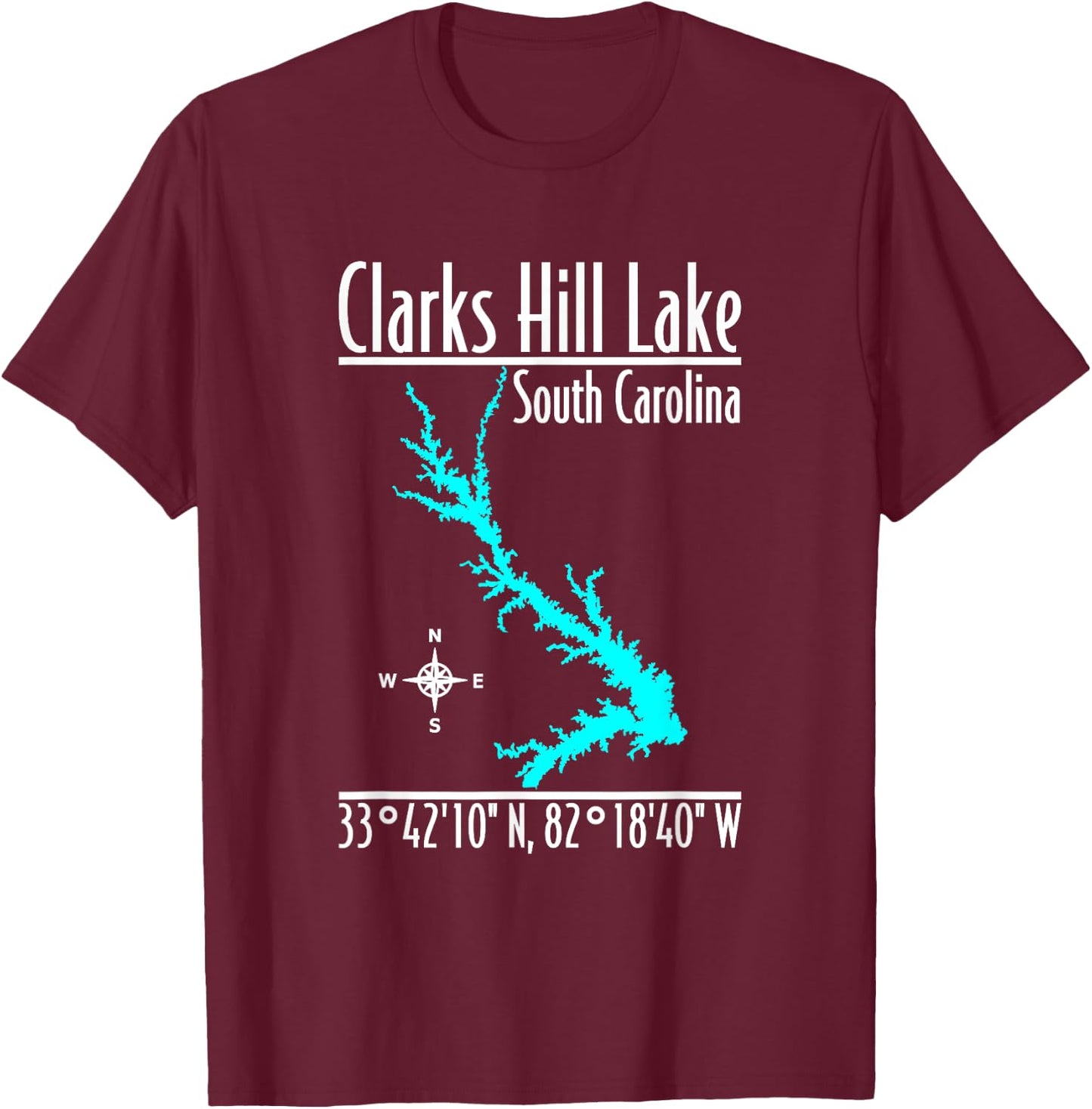 Modern Clarks Hill Lake - South Carolina T-Shirt - T-Shirt | Maroon