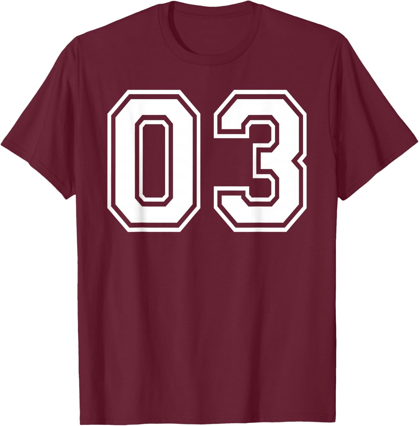 03 Number Three Team Sports Graphic Design Matching Varsity T-Shirt - T-Shirt | Maroon