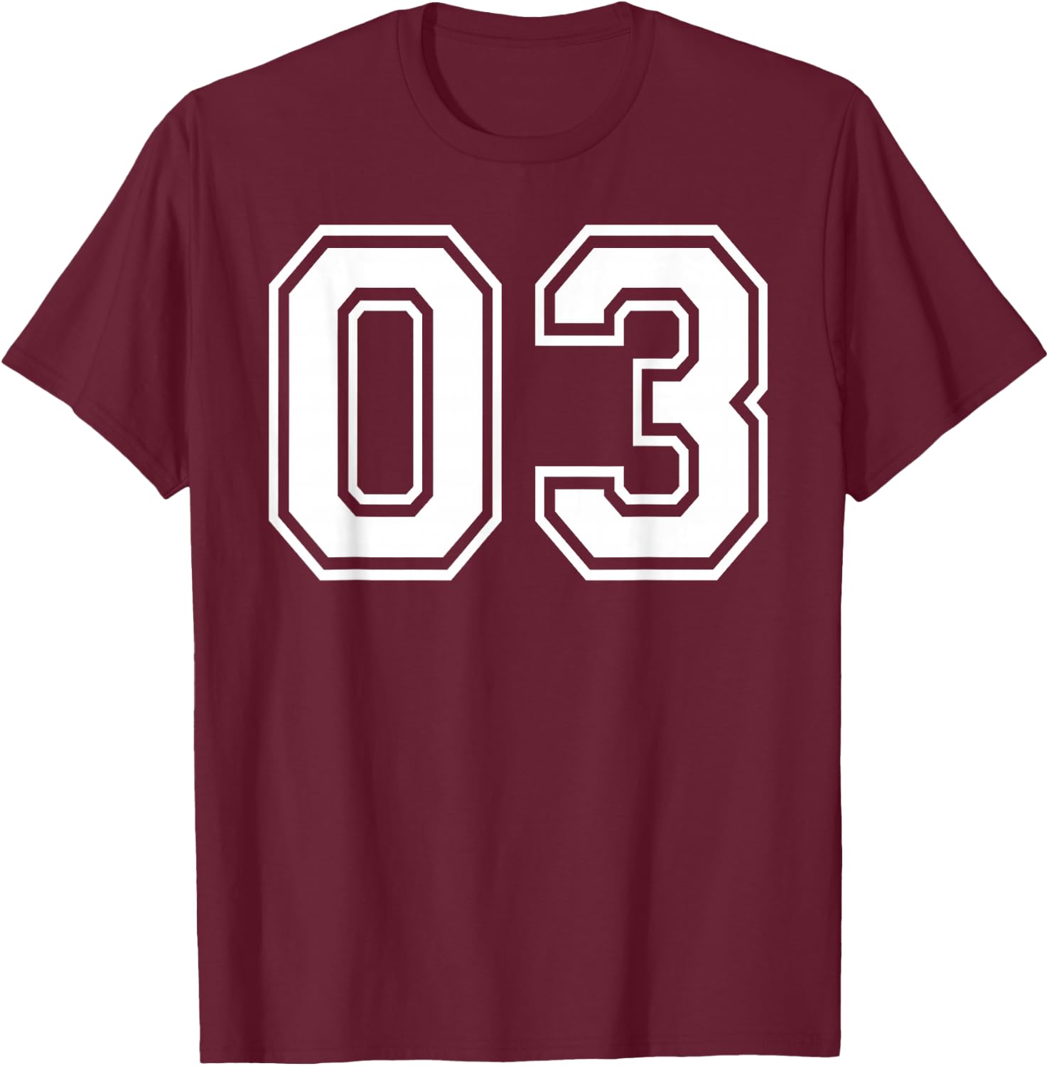 03 Number Three Team Sports Graphic Design Matching Varsity T-Shirt - T-Shirt | Maroon