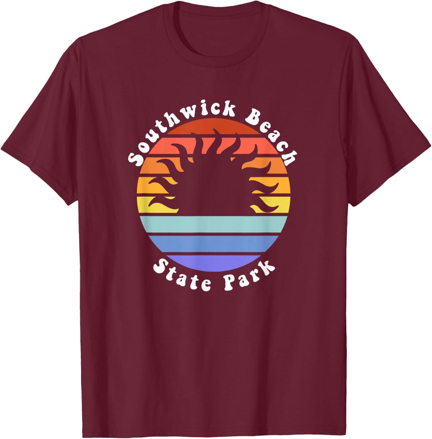 Southwick Beach State Park New York Sunset Souvenir Vacation Men Women Kids T-Shirt - T-Shirt | Maroon